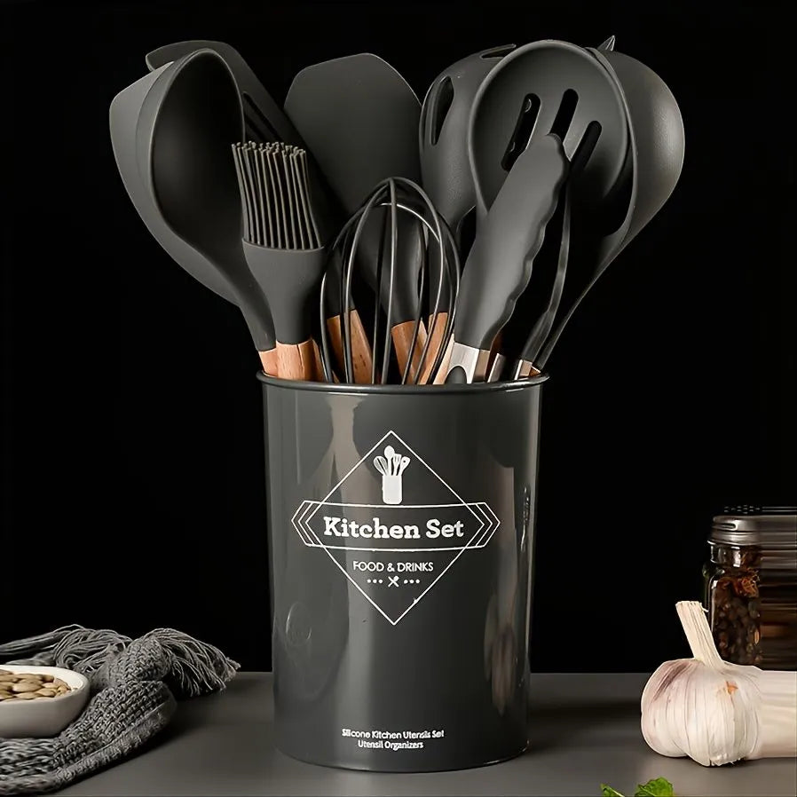 Silicone Kitchen Utensil Set with Holder