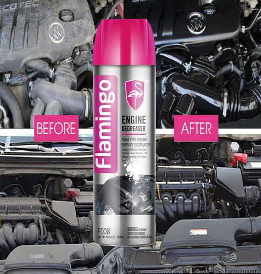 Flamingo Engine Degreaser Foam Spray 650ML – Heavy Duty Engine Cleaner for Cars & Motorcycles | Removes Oil, Grease & Dirt | Safe for Metal, Rubber & Plastic